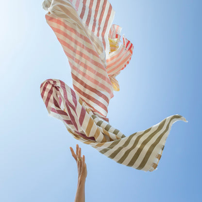 serviette de plage à rayures colorées fabrication française aux bains français
